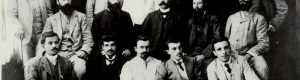 Борис Василев Мончев (Трет ред, крајно десно) сликан со видни дејци на ВМРО и ВМОК...