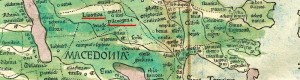 1482: Пелагонија и Линкестида на рекострукција на географска карта од Клавдиј Птоломеј од 150 гне. печатена од италијанскиот издавач Франческо Берлинхер