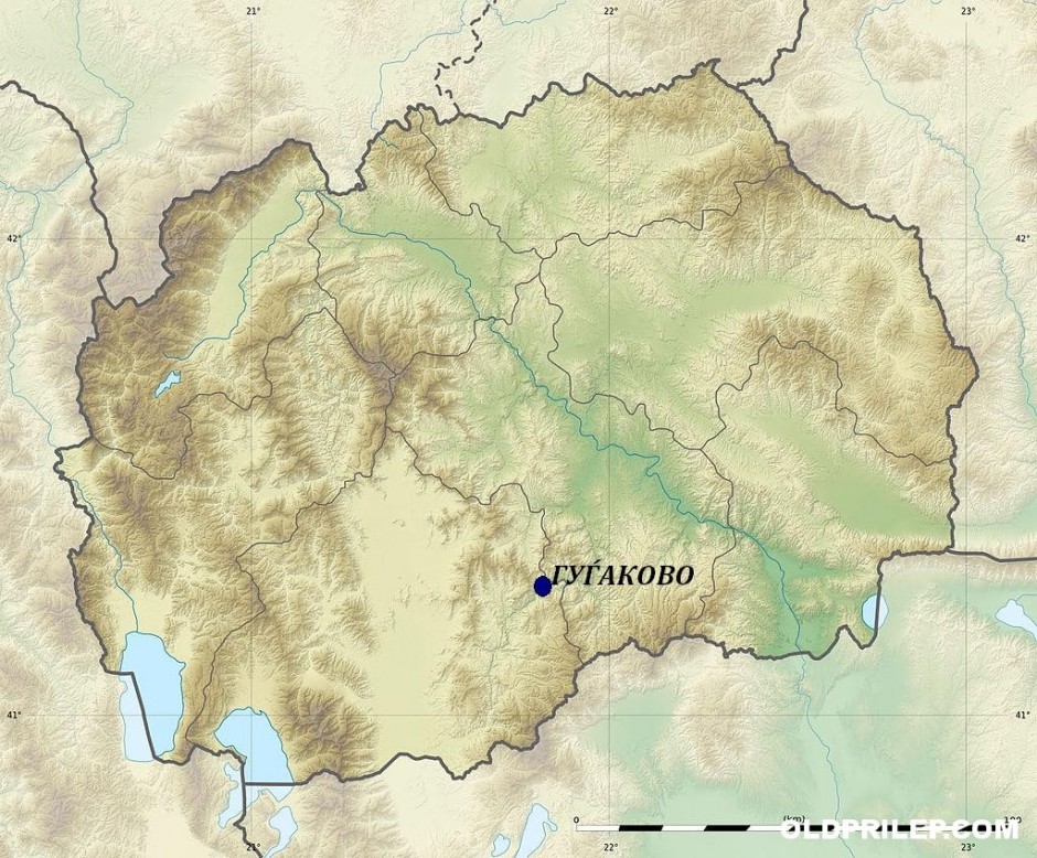 Гуѓаково на картата на Македонија.