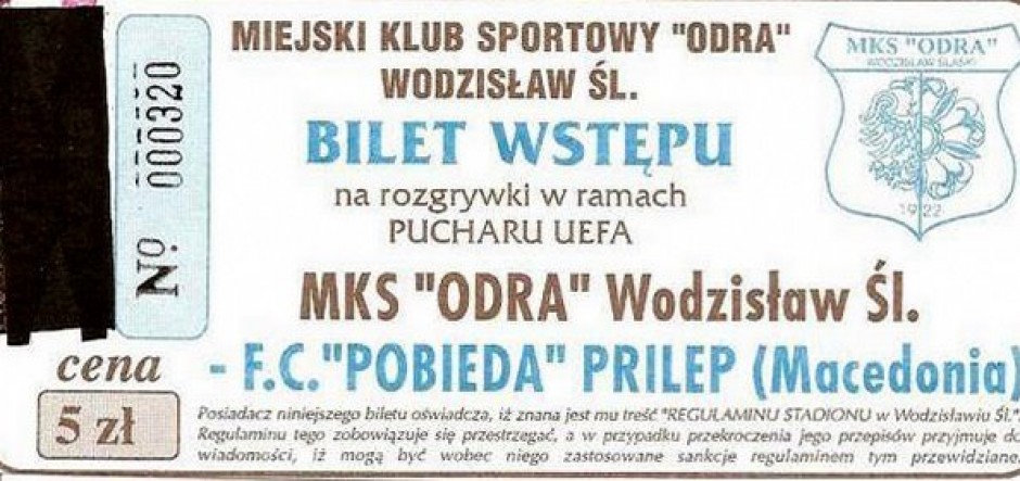 Влезницата од првиот меѓународен натпревар на ФК Победа во самостојна Македонија.