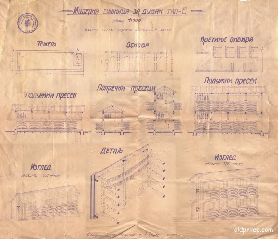 30те години од минатиот век: Нацрт план за „модерна сушница за дуван Тип-Е“